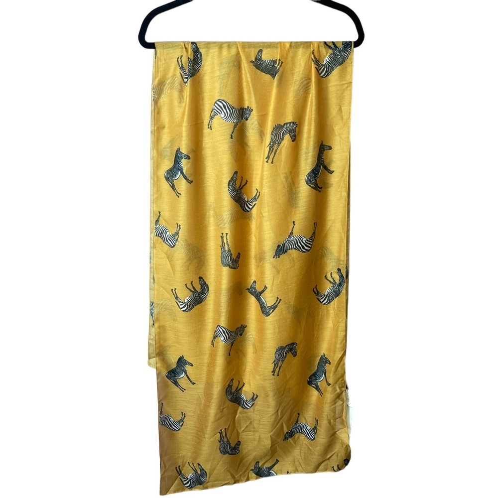 Runway Stitch Fix Mustard Yellow Zebra Scarf Print